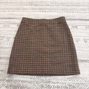 J. Crew Women 6 Skirt Houndstooth Brown Skirt Career Office Siren Academia